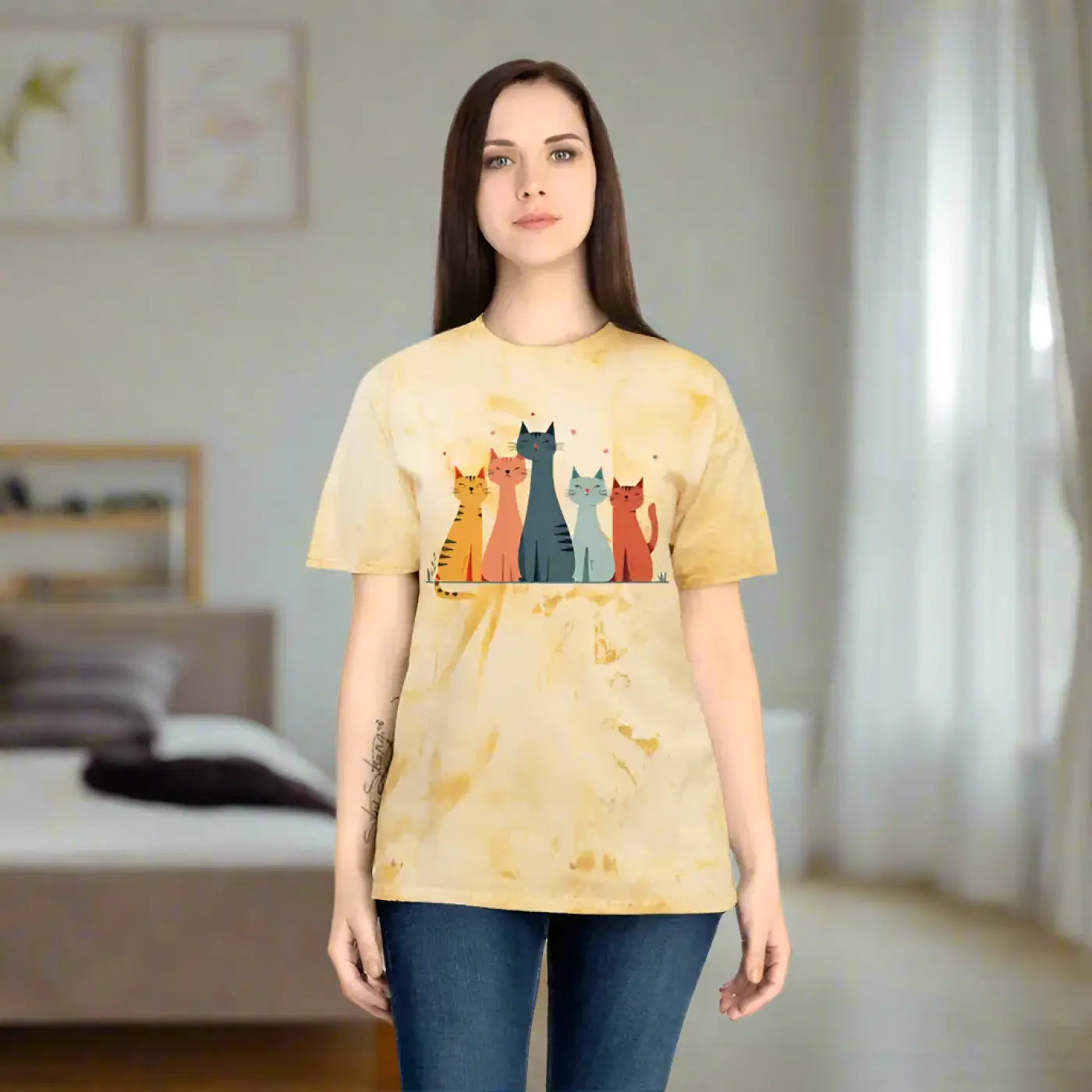 Colorful Cat Lovers Unisex T-Shirt - Unique Color Blast - Dipaliz